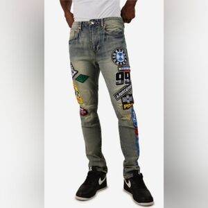 FIRST ROW Graphic Denim Racing Jeans